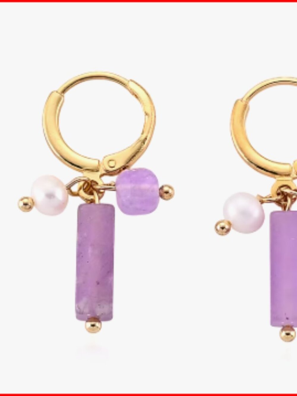 Kunzite and Fresh Water Pearl Earrings - Picture 2 of 2